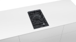 Table de cuisson Serie 8 domino 30cm, 1 brûleur à gaz (wok 6kW), supports en fonte, FlameSelect Noir