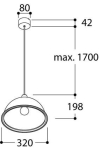 Kombo Led suspension mains dimmable Black + Gold