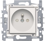 Stopcontact met penaarde en kinderveiligheid, inbouwdiepte 28,5mm, sokkel en afwerkingsset Wit
