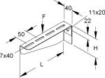 Overhead hanger / wall bracket, 80 x 260 x 40mm, standard, 0.6kN