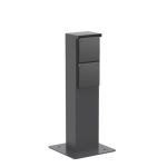 Splashproof garden post with double socket outlet, pin earthing and baseplate, Black