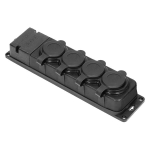 Prolongateur multiprise robuste, caoutchouc, Schuko IP44, 4 prises Schuko, boîtier ignifugé, profil