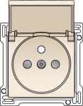 Afwerkingsset voor stopcontact met klapdeksel, penaarde en kinderveiligheid 28,5mm Creme