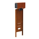 Splashproof garden post essential with double socket outlet, pin earthing Corten Steel
