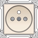 Afwerkingsset voor stopcontact met penaarde en kinderveiligheid, inbouwdiepte 28,5mm, Creme