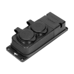 Prolongateur multiprise robuste, caoutchouc, Schuko IP44, 2 prises Schuko, boîtier ignifugé, profil