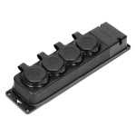 Prolongateur multiprise robuste, caoutchouc IP44, 4 prises, boîtier ignifugé, profil très bas 5cm