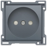 Afwerkingsset voor stopcontact zonder aarding met kinderveiligheid, inbouwdiepte 21mm Alu Steel