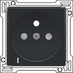 Afwerkingsset met doorschijnende lens voor stopcontact met spanningsaanduiding Bakelite Black