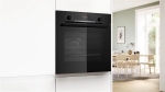 Oven serie 4 multifunctie 60cm, Label A+, 7 verwarmingswijzen, pyrolyse, Rood display, Zwart Zwart A