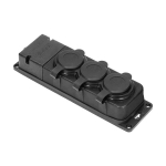Prolongateur multiprise robuste, caoutchouc, Schuko IP44, 3 prises Schuko, boîtier ignifugé, profil