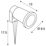 Big Nautilus Qpar51, buitenlamp met grondpin, Roestkleurig IP65 maximum 11W