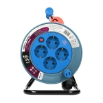 Enrouleur de câble, Turquoise, alimentation Schuko: 4 x 250Vac; charge maximale: 2500W; câble de 15
