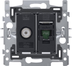Coax combination with RJ45 UTP cat5E connection, ready for PoE++ power supply, flat model, included