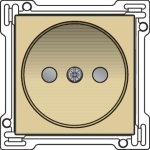 Afwerkingsset voor stopcontact zonder aarding met kinderveiligheid, inbouwdiepte 21mm Alu Gold