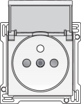 Afwerkingsset voor stopcontact met klapdeksel, penaarde en kinderveiligheid 28,5mm Wit