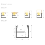 Led profile Versalles Silver anodised Aluminium 20.4 x 19.8mm IP65 (length 2m)