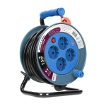 Enrouleur de câble, Turquoise, alimentation Schuko: 4 x 250Vac; charge maximale: 2500W; câble de 15