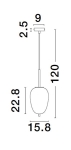 Lato Brass Gold Metal & smoky glass Black fabric wire Led E14 1 x 5W 230V IP20 bulb excluded adjusta