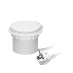 Inbouw bureaucontactdoos, Wit, Schuko Ø 8cm met inductielader, 2 USB-poorten (A, C) voor snel oplade