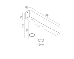 Luminaire apparent pour plafond ou mur 2L - Blanc - avec driver dimmable