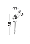 Stake Black Aluminium & glass Led 10W 742lm 3000K CRI > 80 100 - 240V 50Hz beam angle 24.6° IP65 D: