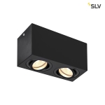 Triledo double, indoor plafondopbouwlamp, Qpar51, Zwart, maximum 10W