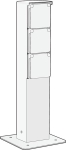 Splashproof garden post with three - fold socket outlet, pin earthing and baseplate, White
