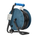 Enrouleur de câble, Turquoise, alimentation Schuko: 4 x 250Vac; charge maximale: 2500W; câble de 15