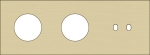 Triple cover plate, horizontal 71mm center distance, for two socket functions and one double switch