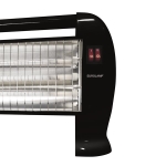 Kwartsverwarmer Zwart 400 - 800 - 1200W met indicatielampje. Tip - over veiligheidsschakelaar