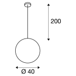 Rotoball 40 suspension, Blanc, E27, maximum 24W