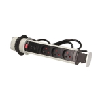 Opklapbare bureaustopcontact Ø 6cm met Usb - opladers en 1,8m kabel 3 x 2stopcontact 16A 3680W IP20