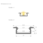 Led profile Boston Silver anodised Aluminium (23.2mm) x 17 x 8mm (length 2m)