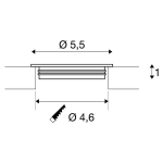 Led Slim light recessed fitting, anodised Aluminium, 0.5W, 3000K