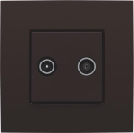 Set de finition 2 connexions coaxiales simples pour TV et FM dark Brown