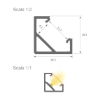 Led profiel 45° Texas geanodiseerd Aluminium Zilver 18.5 x 18mm (lengte van 2m)