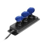 Bloc multiprises résistant aux éclaboussures, 5m (3 x 2 pôles + T), IP44, câble caoutchouc, H05RR-F