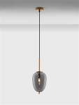 Lato Brass Gold Metal & smoky glass Black fabric wire Led E14 1 x 5W 230V IP20 bulb excluded adjusta