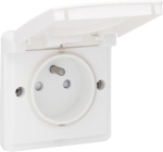 Spuitwaterdichte opbouwwandcontacdoos 16A / 250Vac met penaarde met steekklemmen Wit