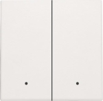 Finishing set with lens for double electronic switch or push button, White