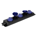 Robuuste, spatwaterdichte IP44 verlengstekkerdozen, met rubberen snoer, 5 stekkerdozen 2 polig + A