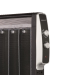 Mica heater Black 1000 - 2000W with adjustable thermostat, power indicating light and overheat prote