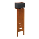 Splashproof garden post essential with double socket outlet, pin earthing Corten Steel