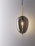 Lato Brass Gold Metal & smoky glass Black fabric wire Led E14 1 x 5W 230V IP20 bulb excluded adjusta