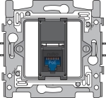 1 connexion RJ45 UTP cat6, prêt pour l'alimentation PoE++, modèle plat, inclus socle 60 x 71mm avec