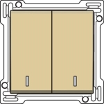 Afwerkingsset met dubbele lens voor serieschakelaar, wisselschakelaar + drukknop NO, dubbele wissel.