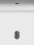 Lato Brass Gold Metal & smoky glass Black fabric wire Led E14 1 x 5W 230V IP20 bulb excluded adjusta