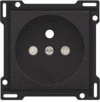 Afwerkingsset voor stopcontact met penaarde en kinderveiligheid, inbouwdiepte 28,5mm, Bakelite Black
