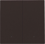 Finishing set with lens for double electronic switch or push button, dark Brown